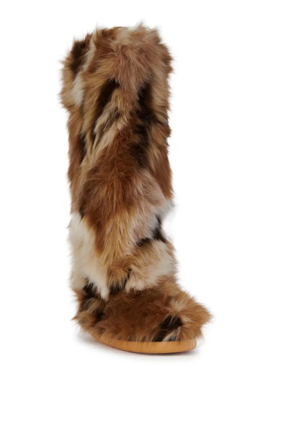 FENNEC Natural Tan Tall Faux Fur Knee High Boot - Pull-On
