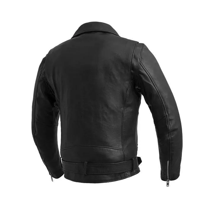 First Mfg Mens Fillmore Motorcycle Genuine Leather Jacket with Zip Out Liner