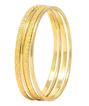Four Vintage 14 Karat Yellow Gold Decorated Bangle Bracelets