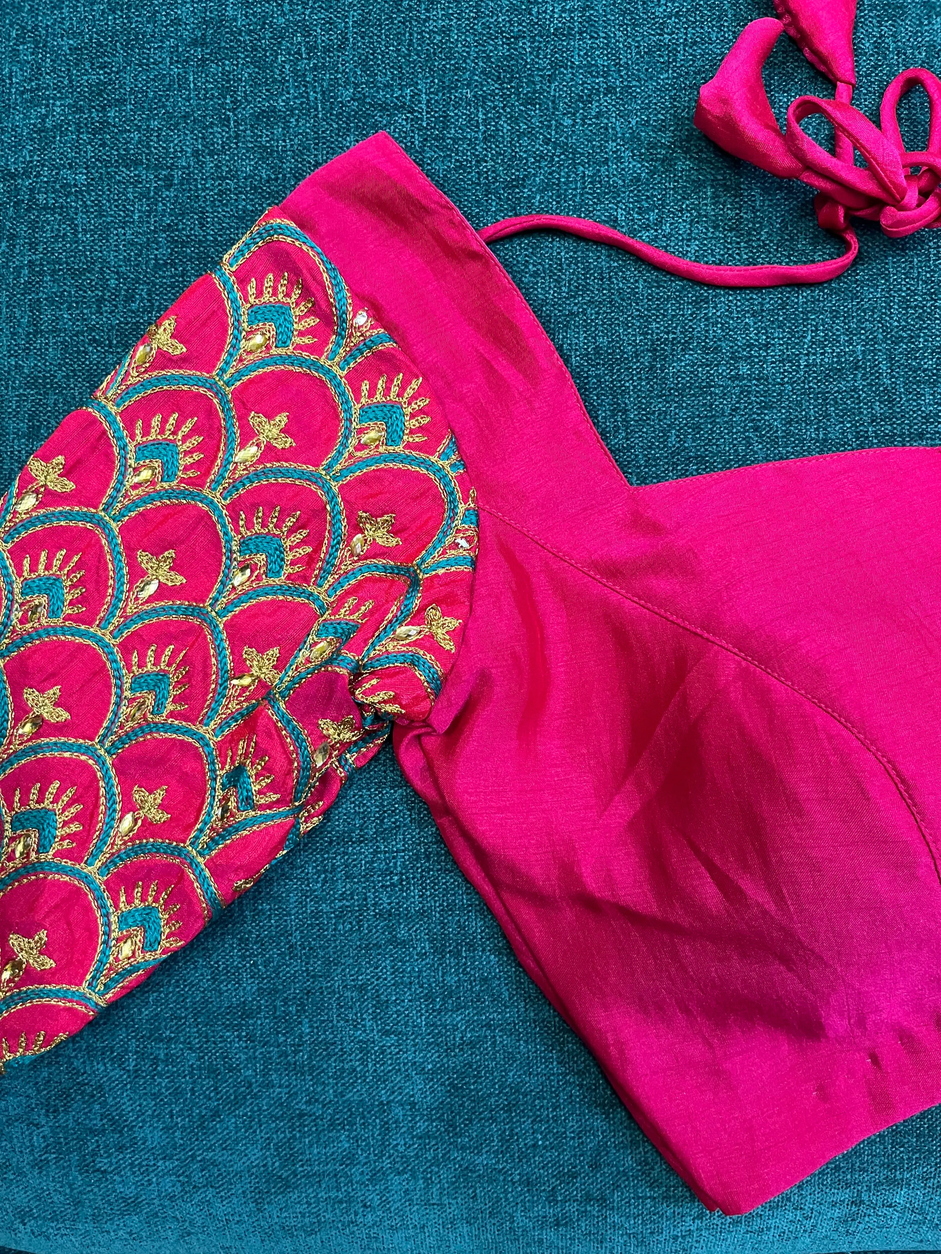 FUCHSIA PINK EMBROIDERY BLOUSE