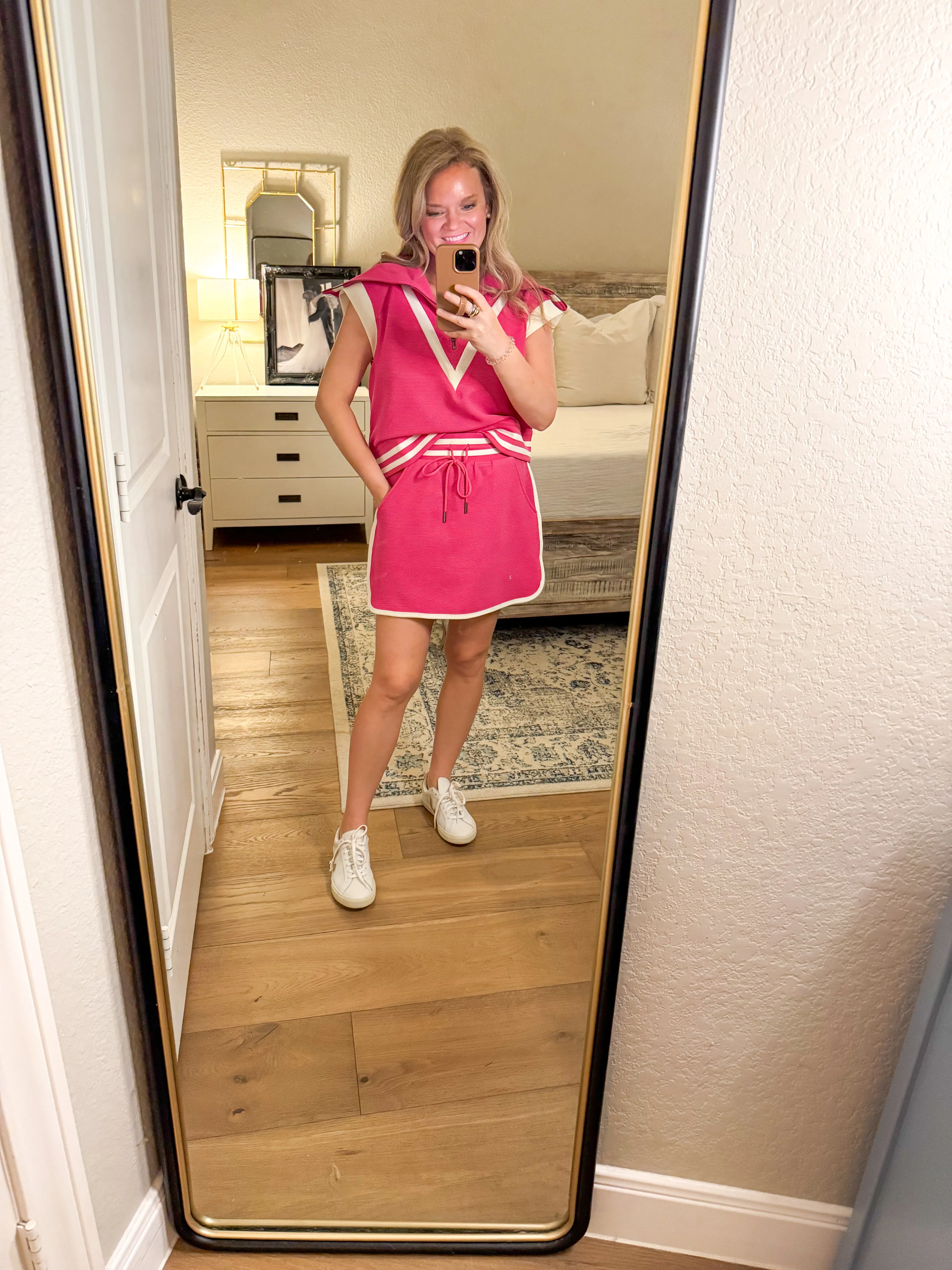 Fuchsia Varsity Skirt Set