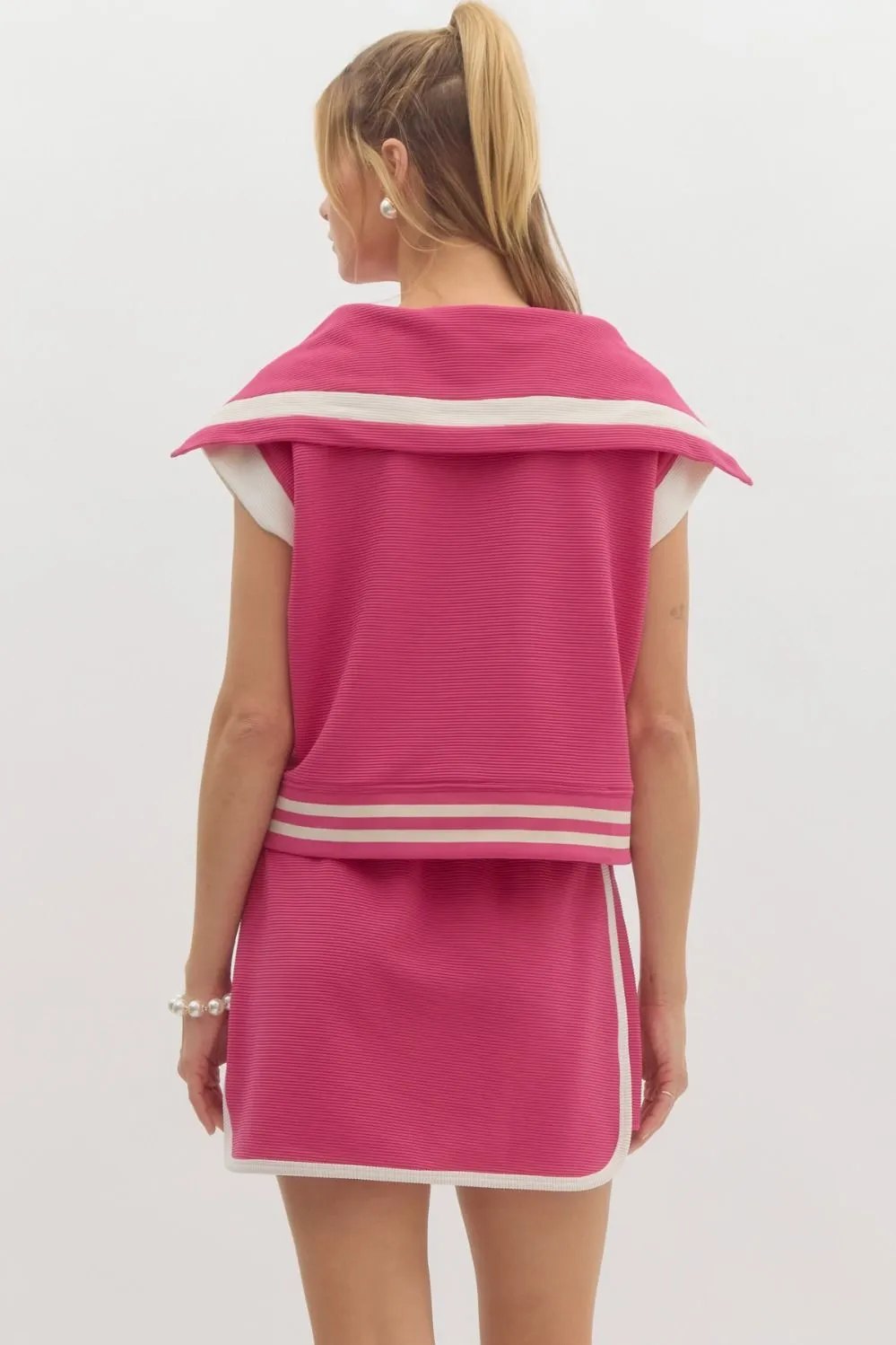 Fuchsia Varsity Skirt Set