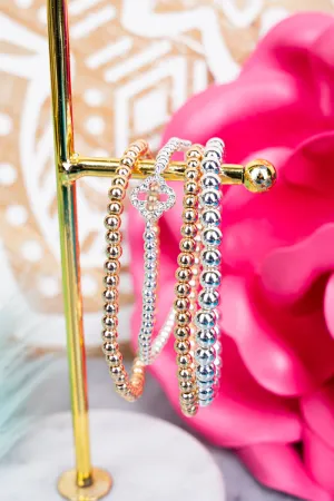 Gayle Two-tone Beaded Quatrefoil Bracelet Set