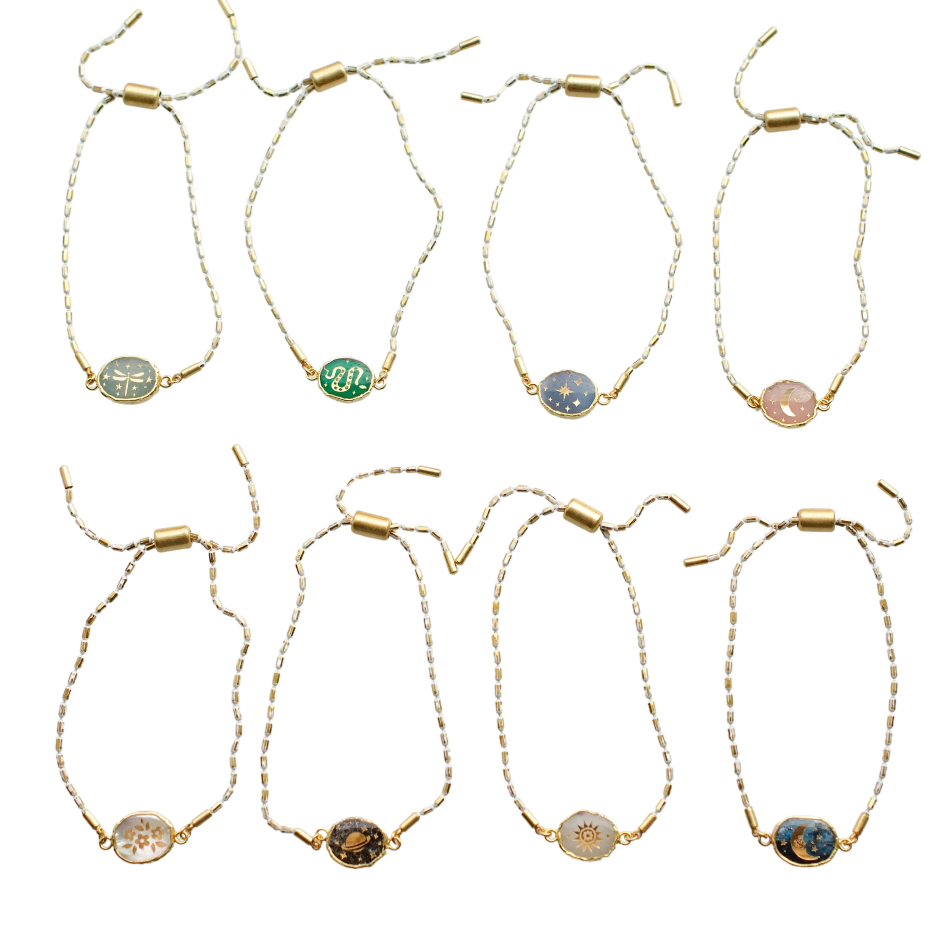 Gemstone Pull Tie Bracelets