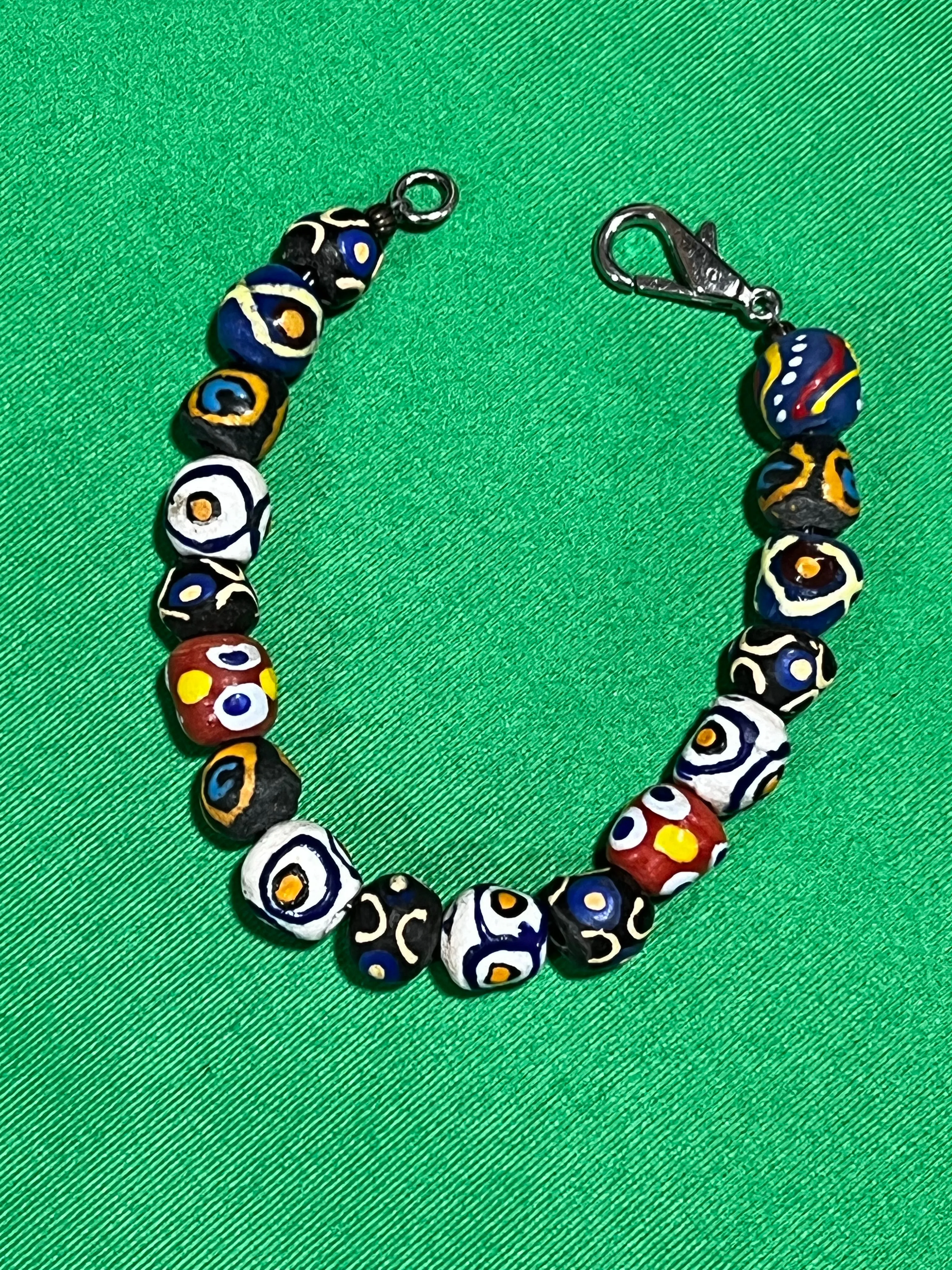 Genuine African Hand Painted Beaded Bracelet (Ghana) 18047