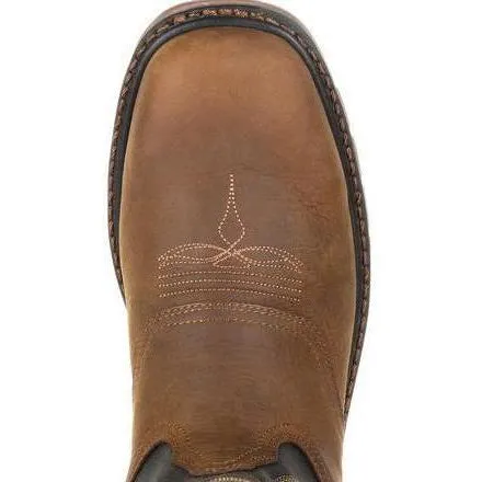 Georgia Men's Carbo-Tec LT 11" Pull-On Waterproof Western Work Boot -Brown GB00266