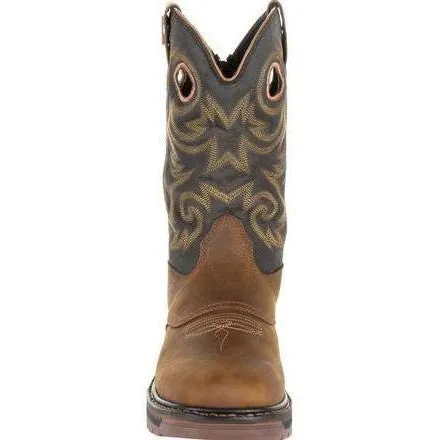 Georgia Men's Carbo-Tec LT 11" Pull-On Waterproof Western Work Boot -Brown GB00266