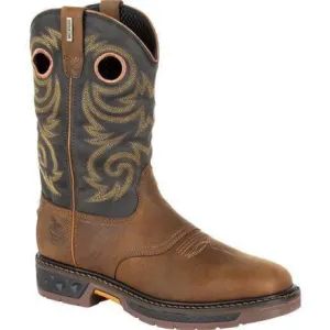 Georgia Men's Carbo-Tec LT 11" Pull-On Waterproof Western Work Boot -Brown GB00266