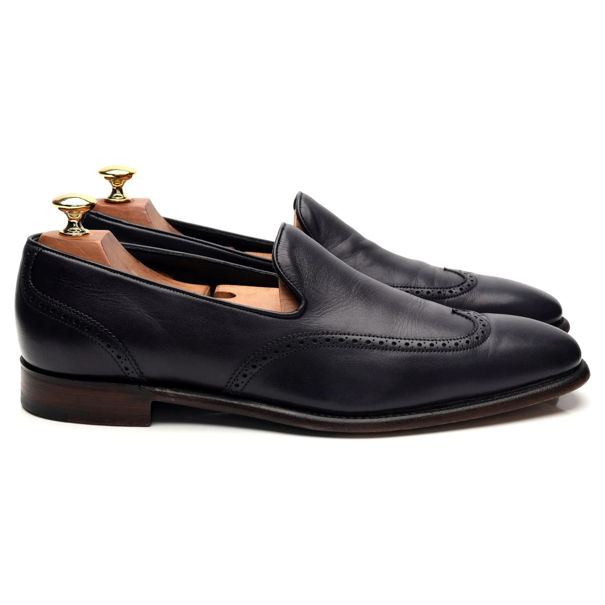 Gieves & Hawkes Navy Blue Leather Slip On Loafers UK 9 E