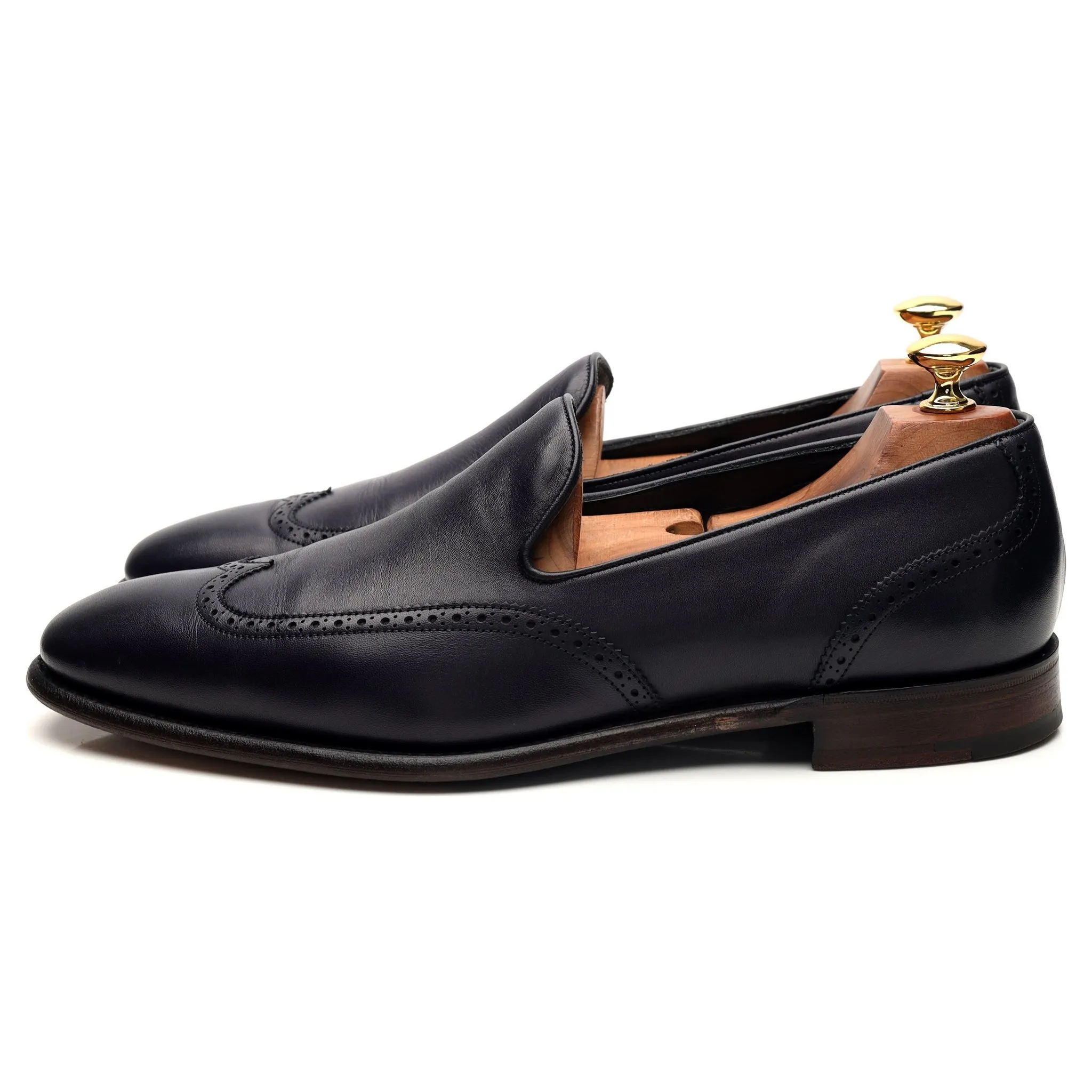 Gieves & Hawkes Navy Blue Leather Slip On Loafers UK 9 E