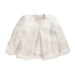 Girls White Faux Fur Jacket