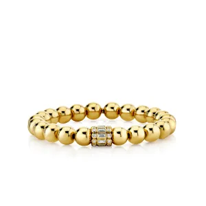Gold & Diamond Baguette Rondelle on Gold Beads