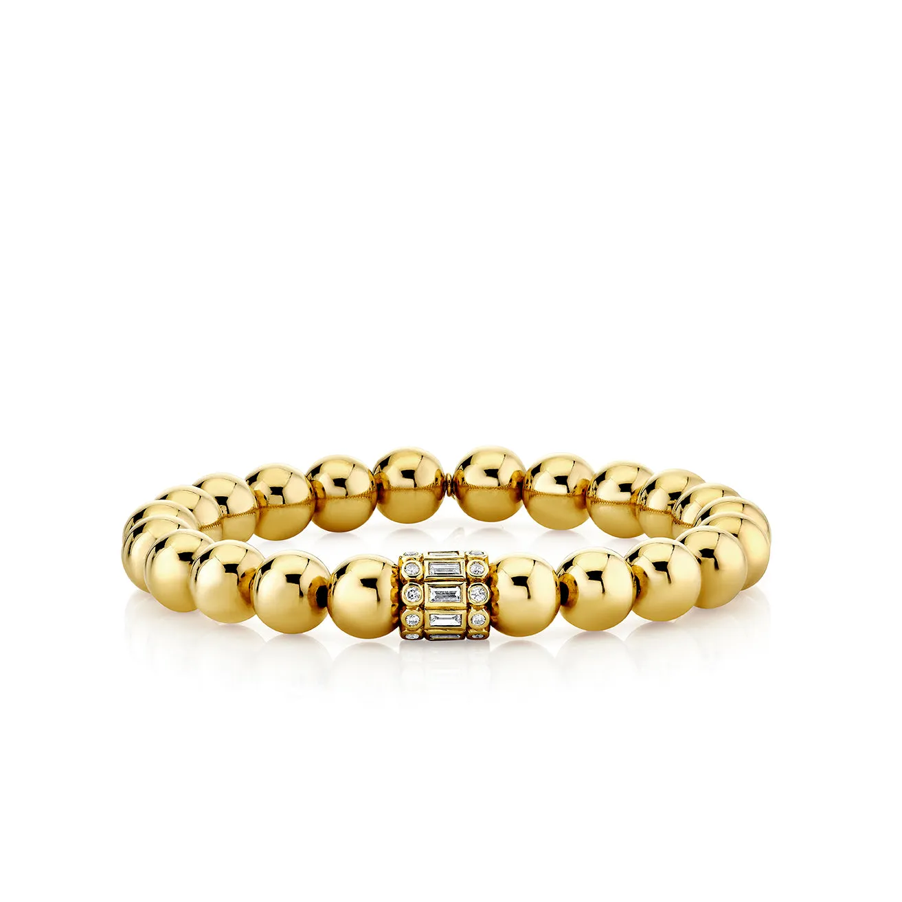 Gold & Diamond Baguette Rondelle on Gold Beads