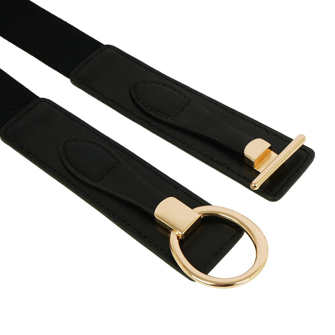 Gold Buckle Wide Black Belt