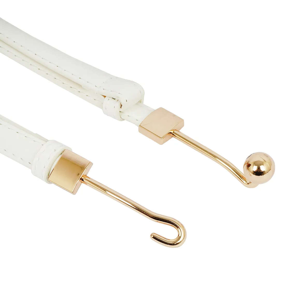 Gold Buckle Wide White Belt