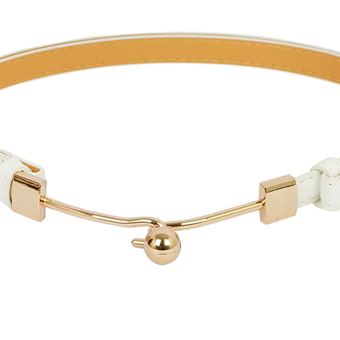 Gold Buckle Wide White Belt