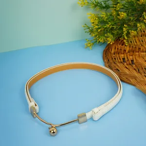 Gold Buckle Wide White Belt