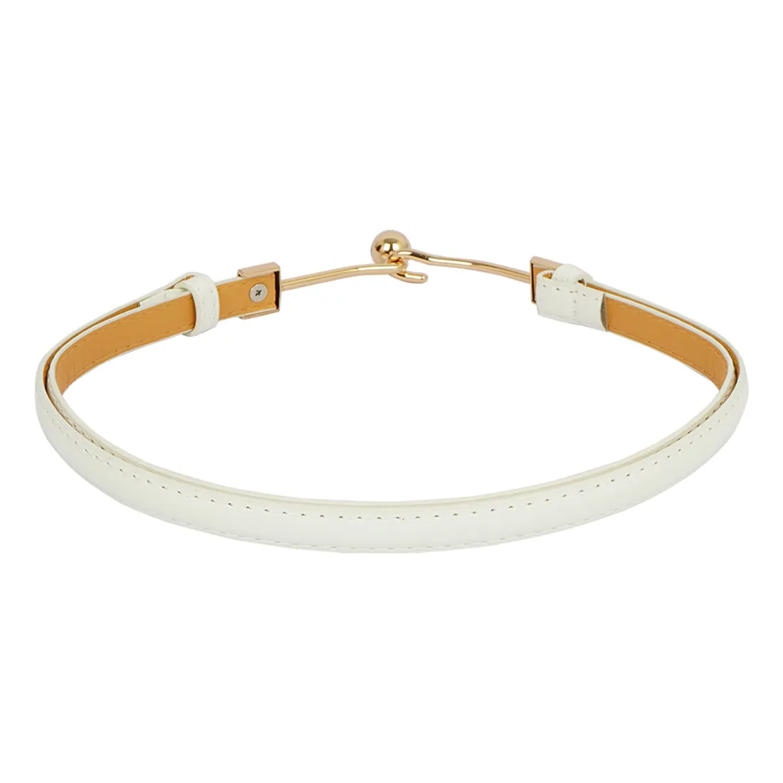 Gold Buckle Wide White Belt
