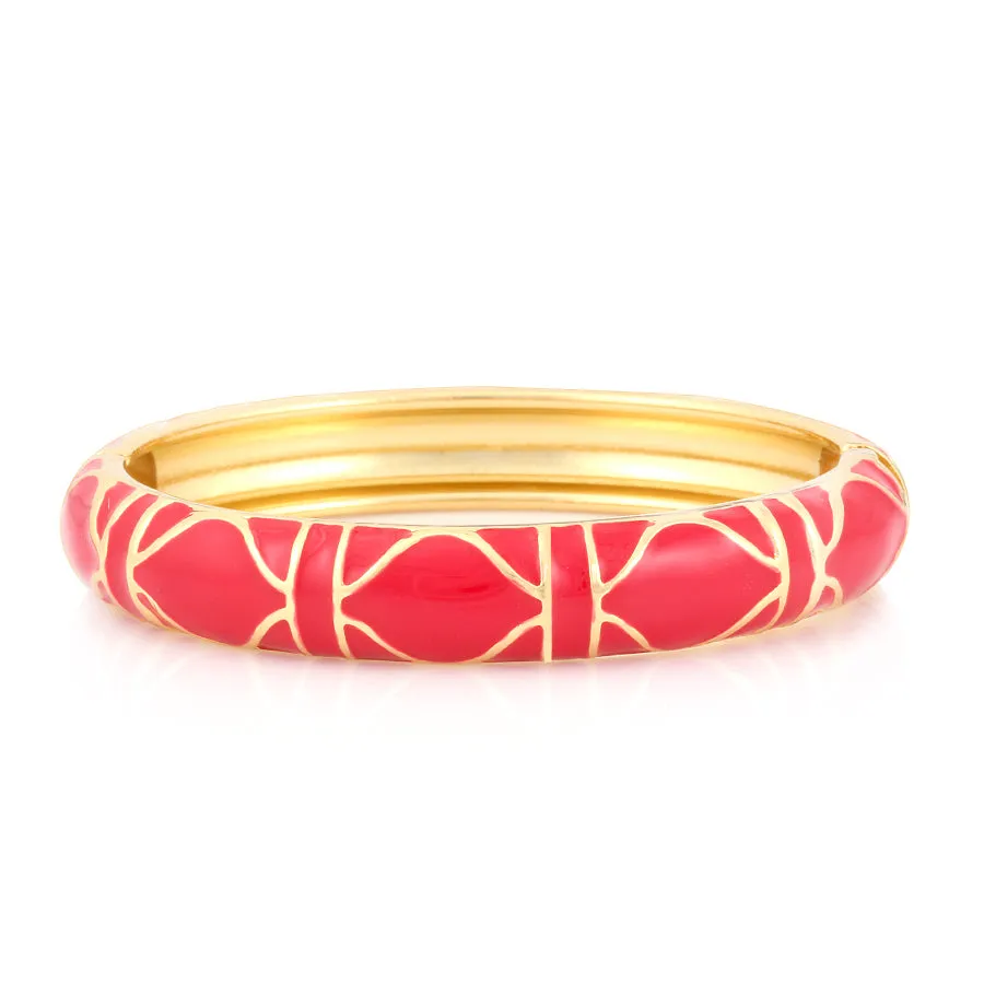 GOLD-FUCHSIA HINGED BRACELETS  #SA-9859RED (JG5)