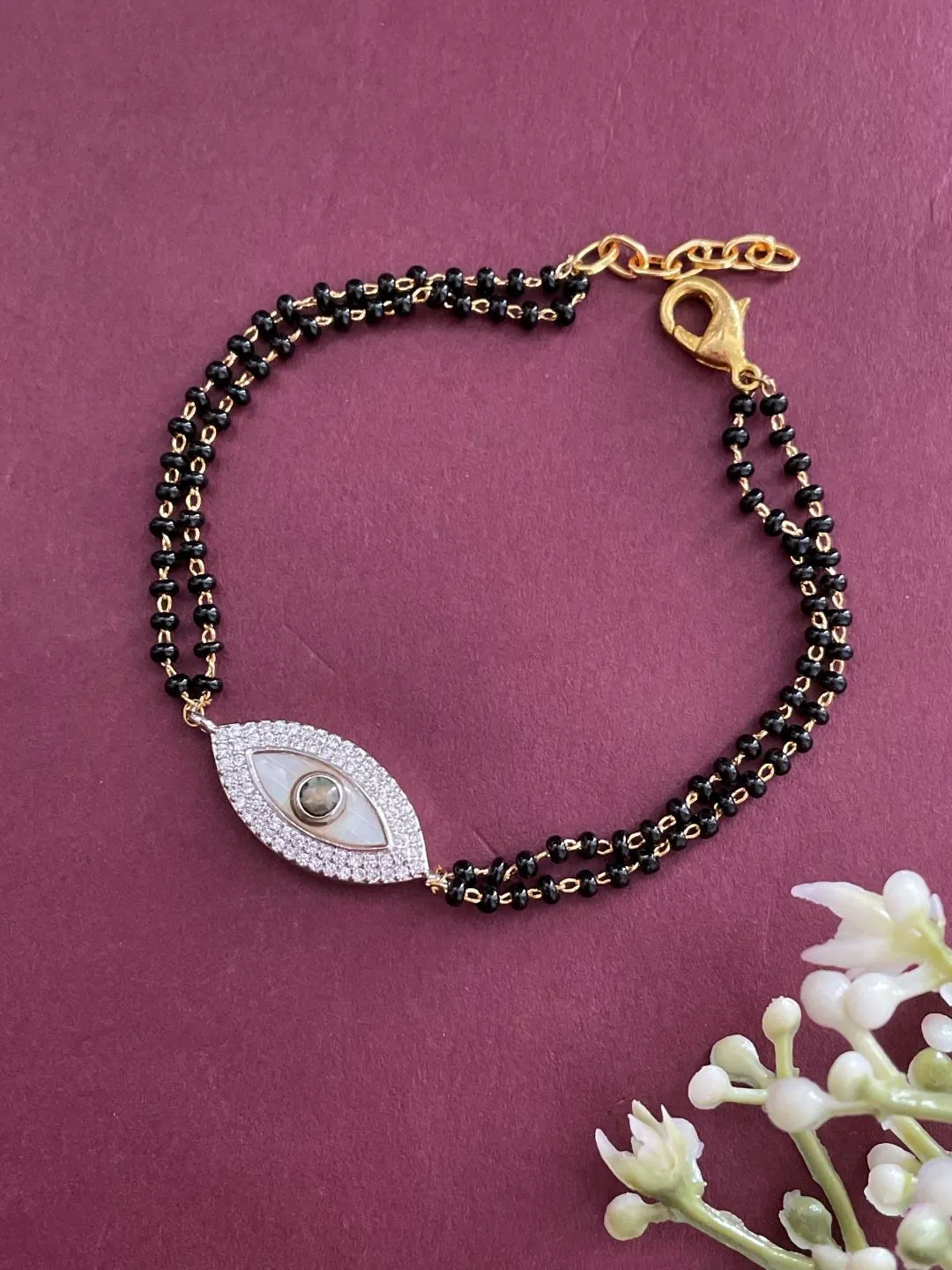 Gold Plated Evil Eye  Adjustable Mangalsutra Bracelet