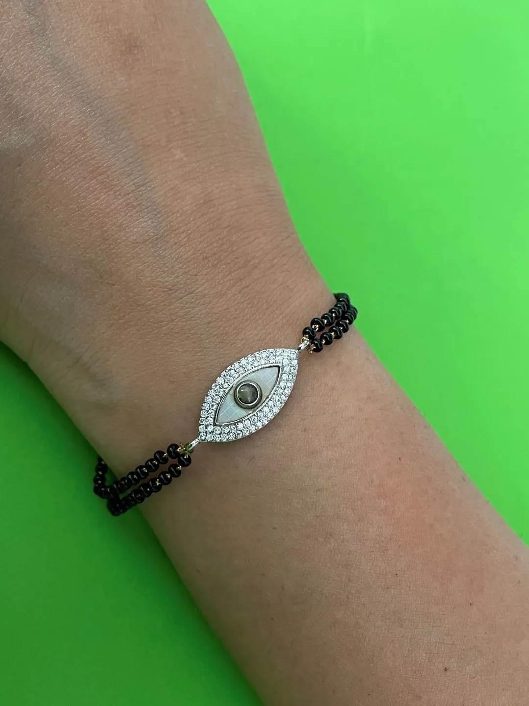 Gold Plated Evil Eye  Adjustable Mangalsutra Bracelet