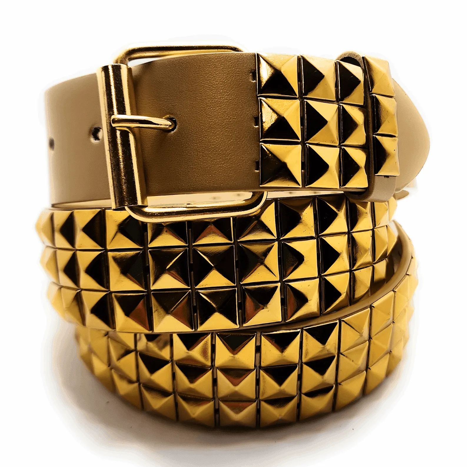 Gold Pyramid Studded Leather Belt Punk