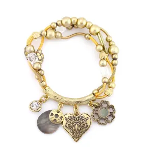 GOLD-TONE METAL CHARM STRETCH BRACELETS  #SB28469 (CH2)