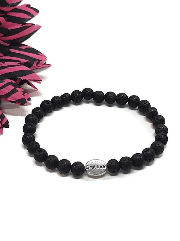Gratitude Lava Bead Stretch Bracelet