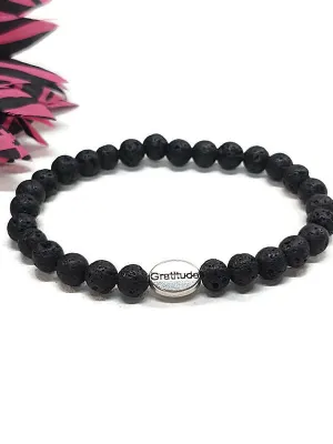 Gratitude Lava Bead Stretch Bracelet