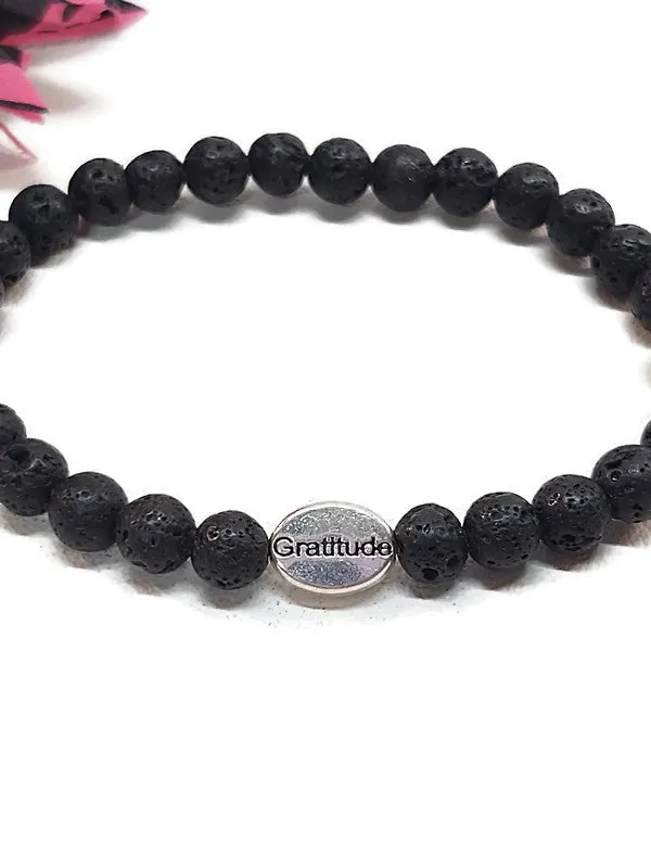 Gratitude Lava Bead Stretch Bracelet
