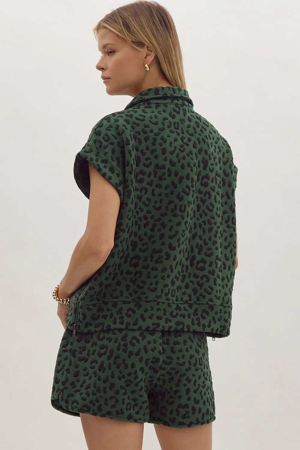 Green Leopard Half Zip
