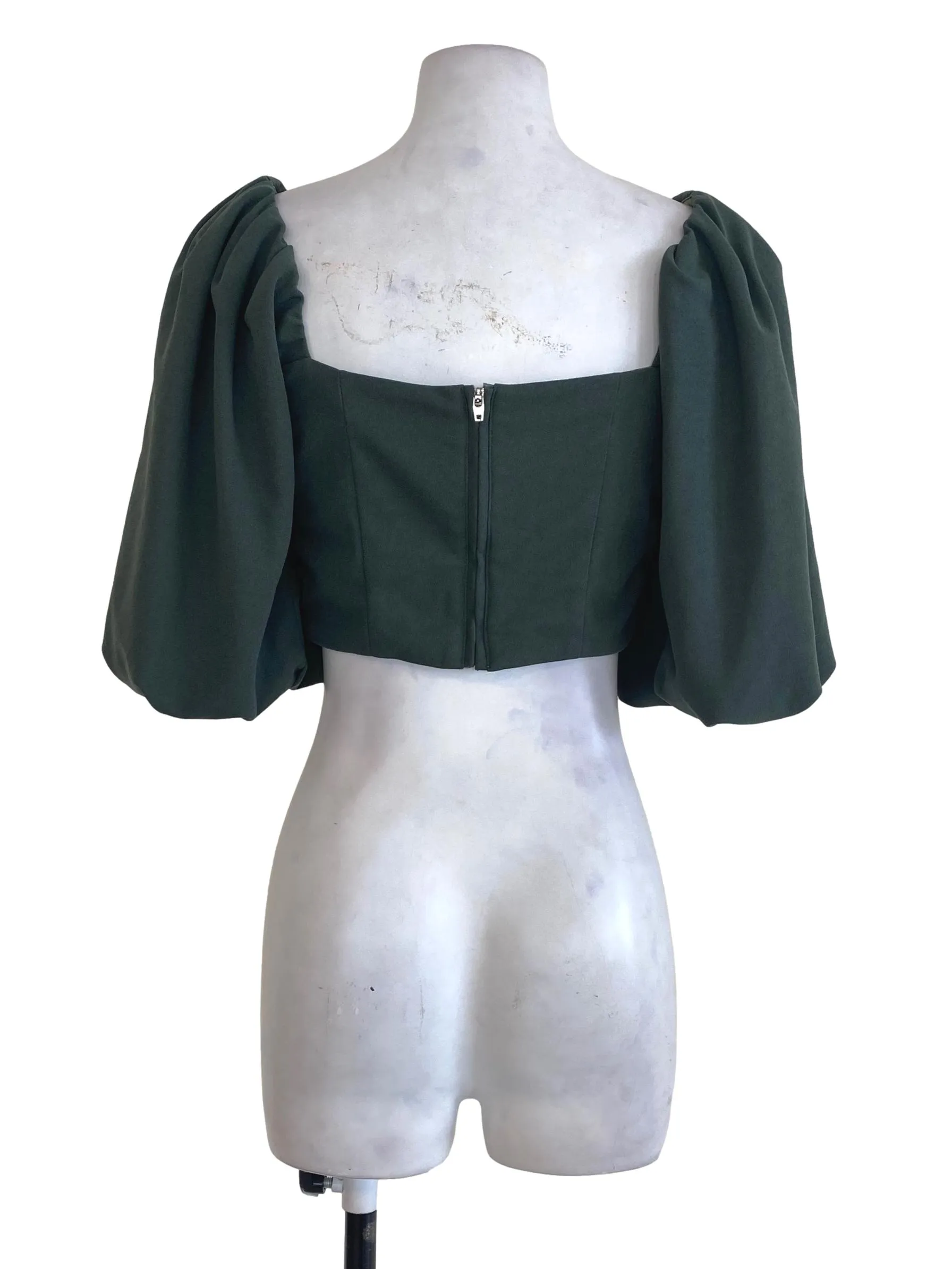 Green Puffy Sleeve Top