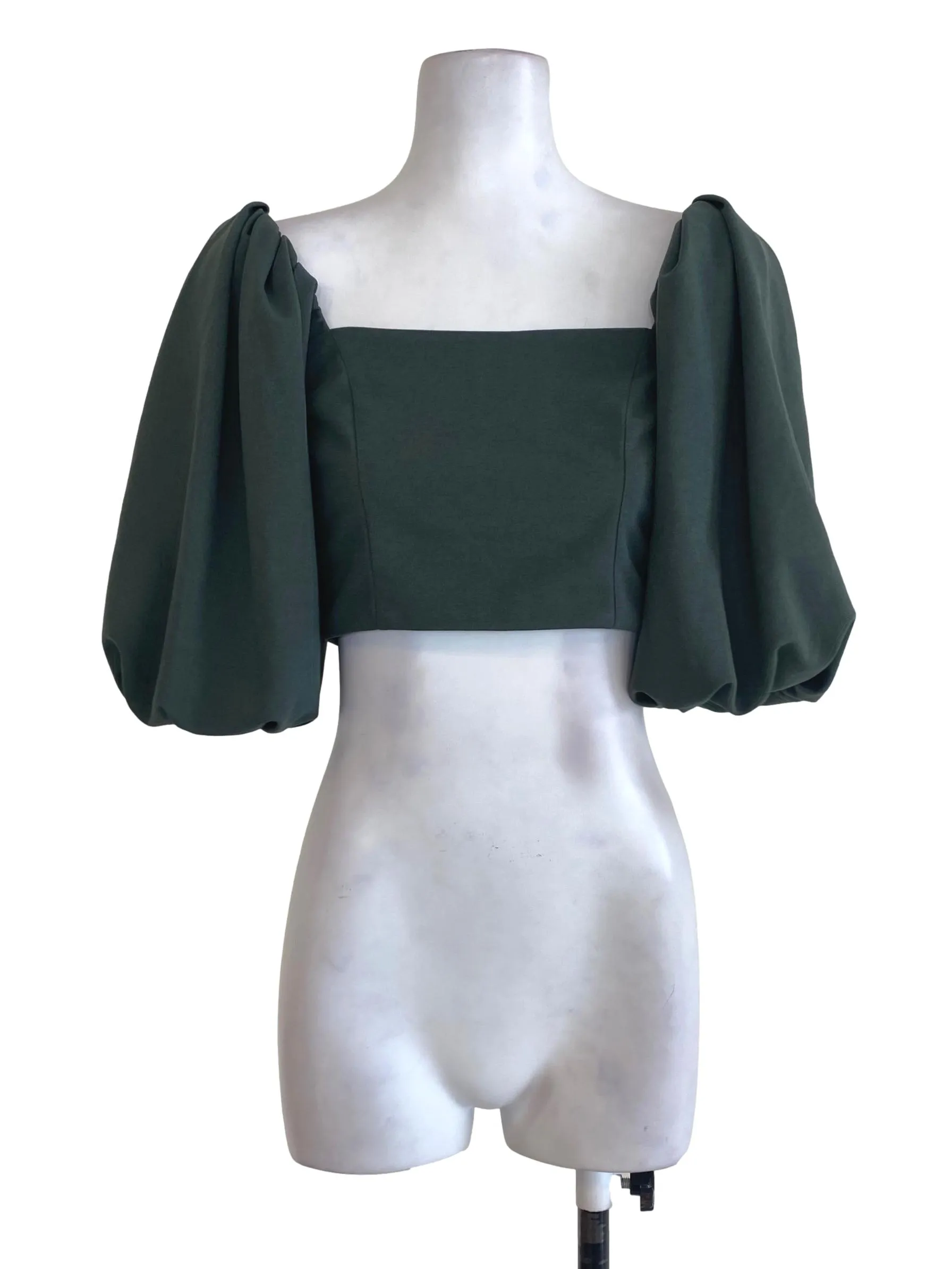 Green Puffy Sleeve Top