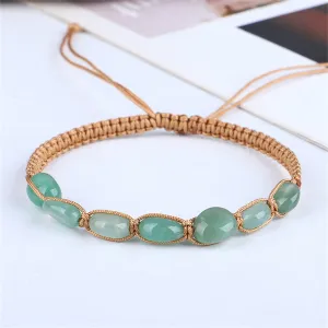 Green Quartz & Brown Adjustable Bracelet