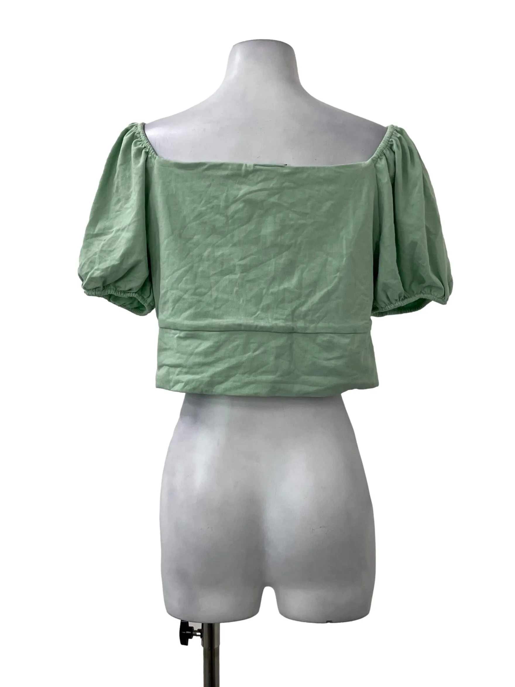 Green Ruched Square Neck Top