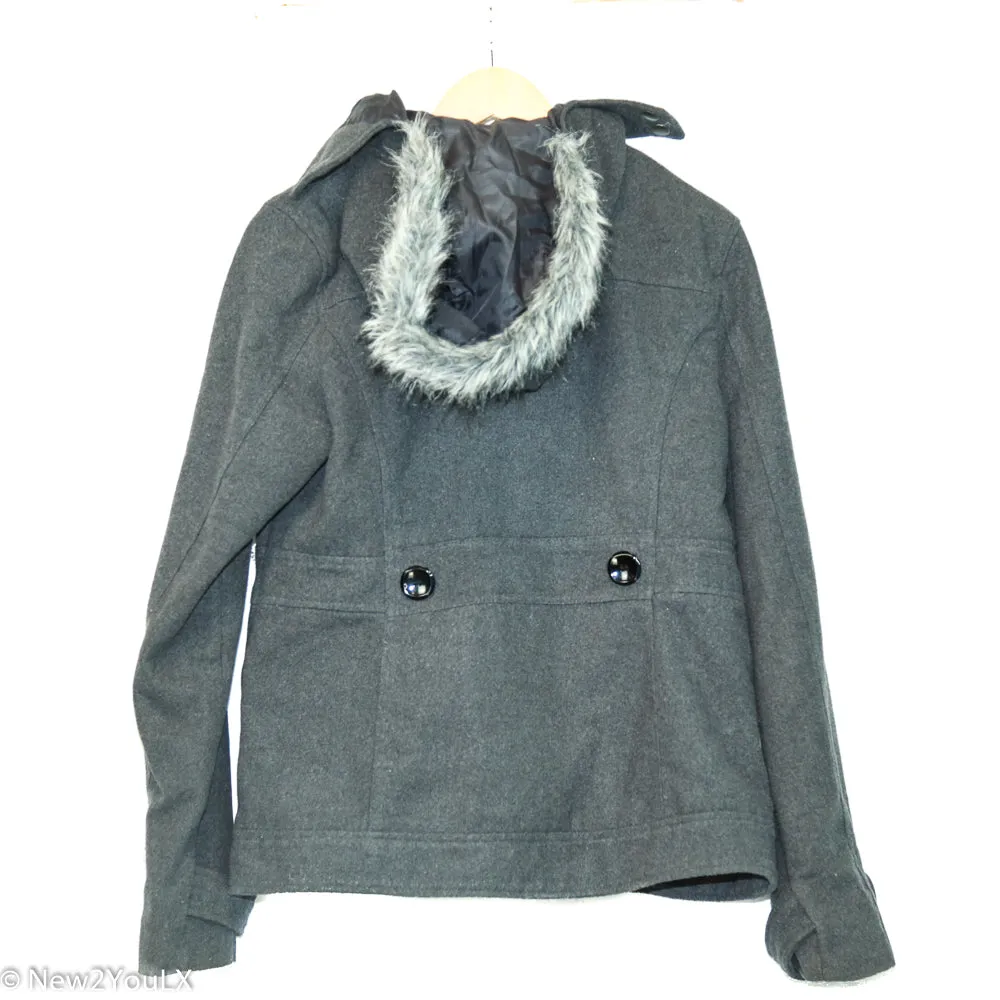 Grey Faux Fur Peacoat (YMI)