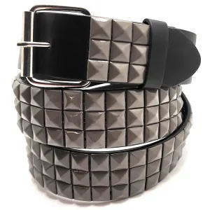 Grey Pyramid Studded Leather Belt Punk