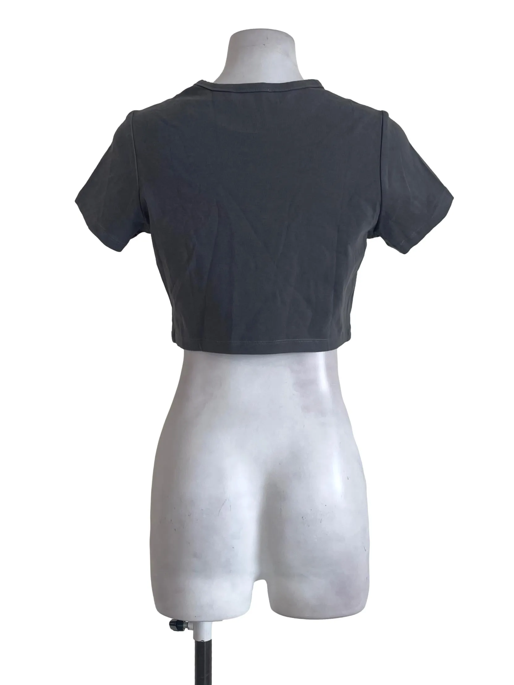Grey Round Neck Plain Top
