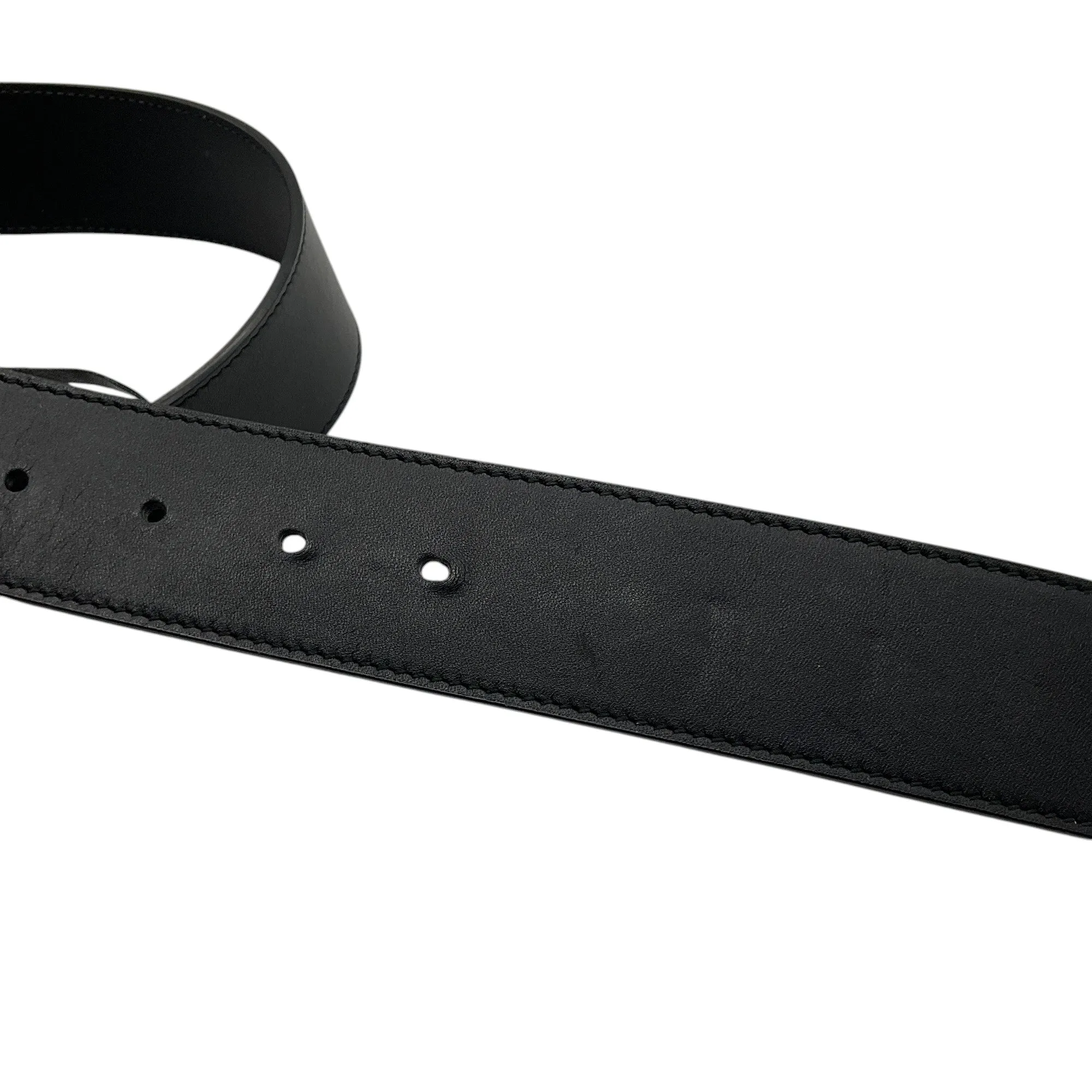 Gucci Black / Antiqued Gold GG Marmont Wide Leather Belt