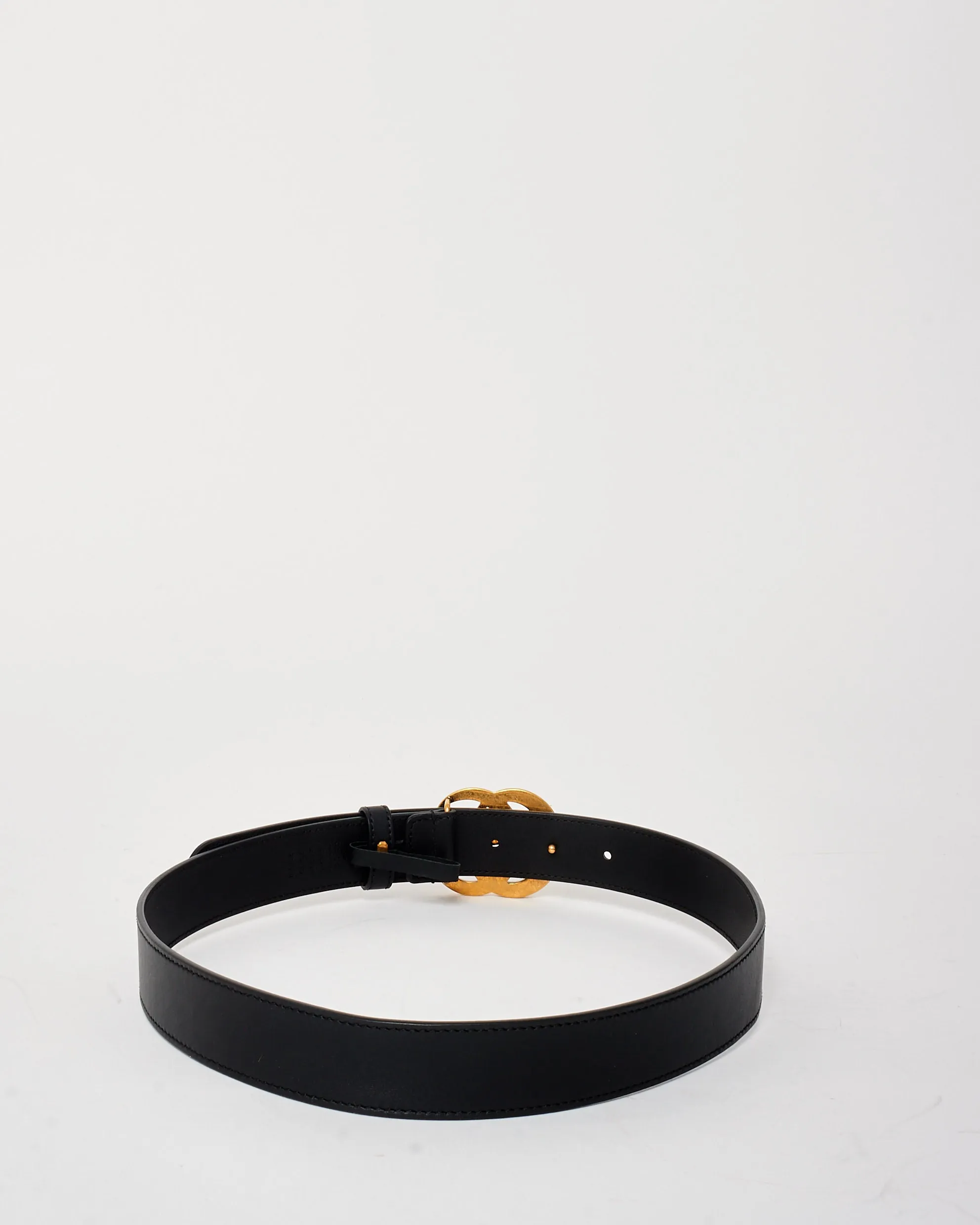 Gucci Black Leather Medium Width GG Marmont Belt - 75/30