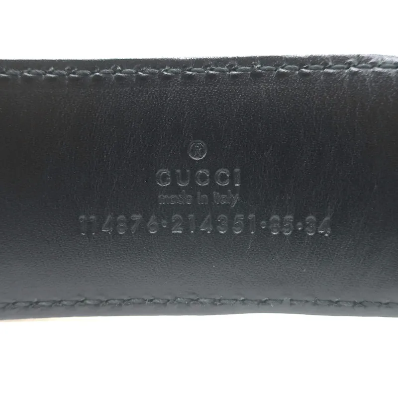 Gucci Blondie GG Belt Black Guccissima Embossed Leather Size 85 US 34