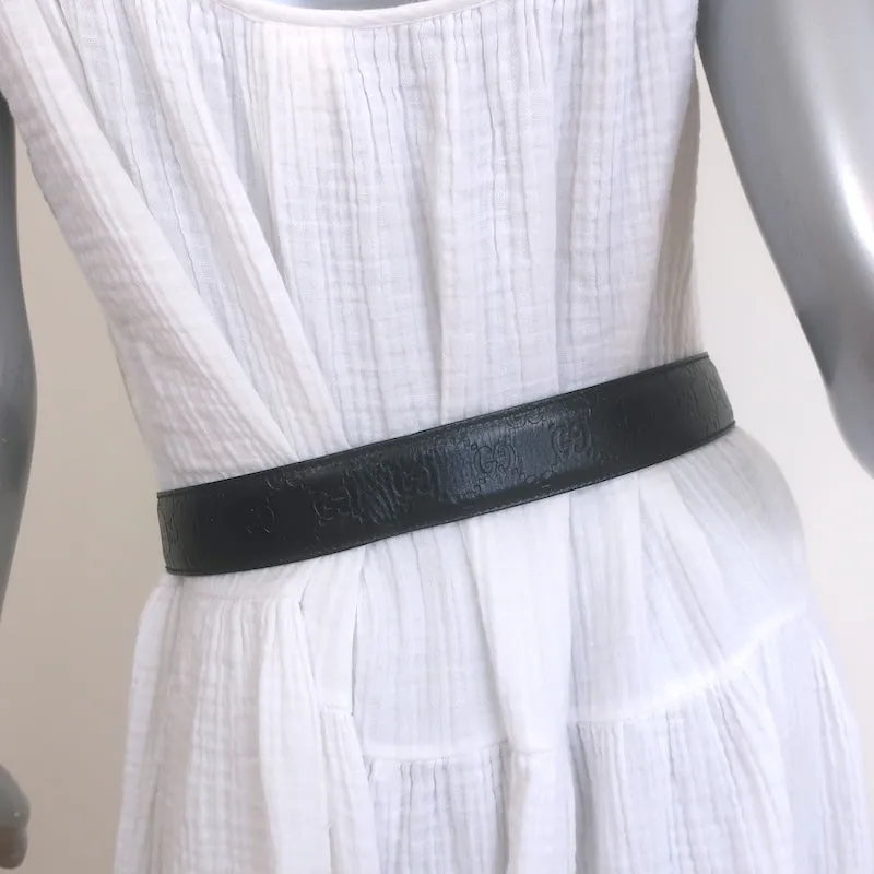 Gucci Blondie GG Belt Black Guccissima Embossed Leather Size 85 US 34