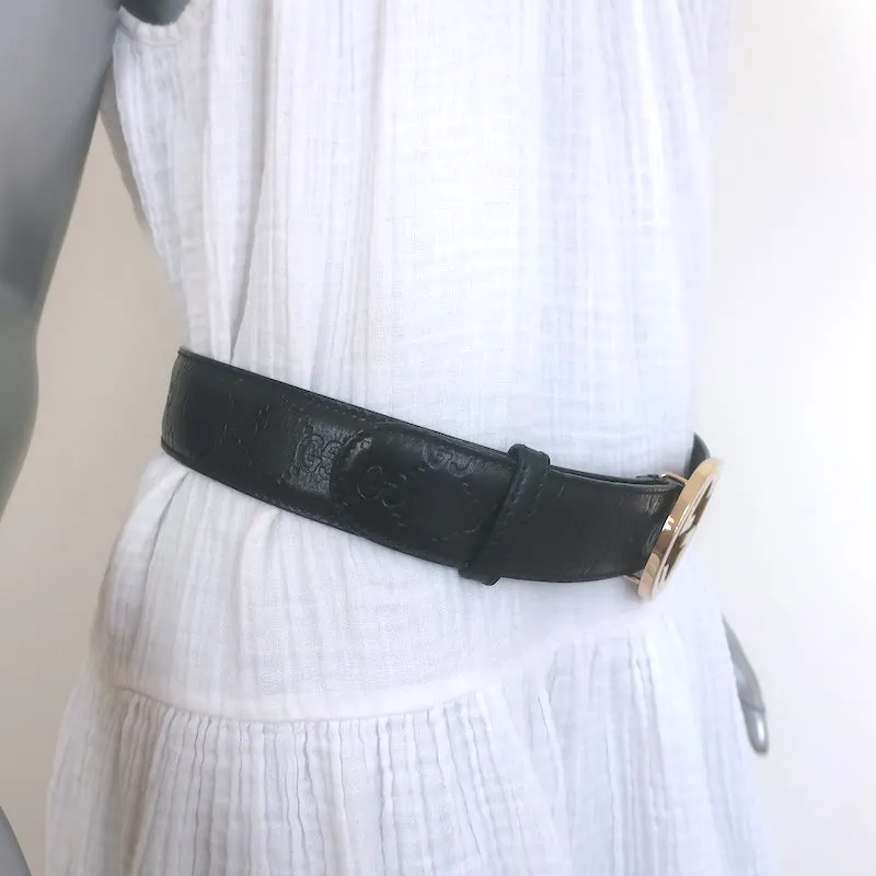 Gucci Blondie GG Belt Black Guccissima Embossed Leather Size 85 US 34