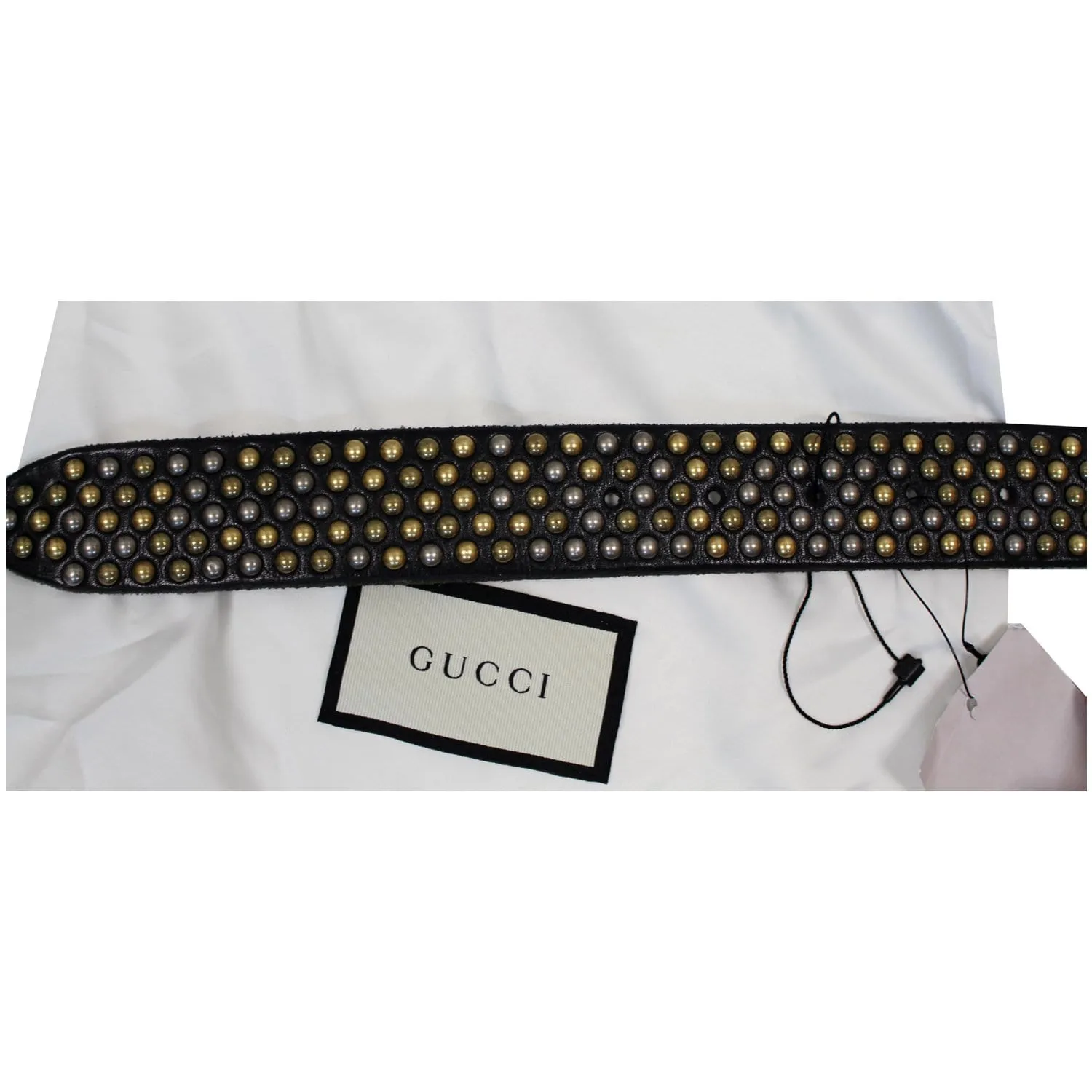 GUCCI Feline Head Studded Leather Belt Black 451224 - 15% OFF