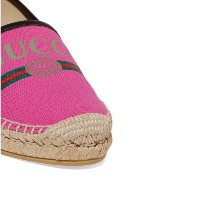 Gucci Printed Canvas Espadrille Flats in Fuchsia
