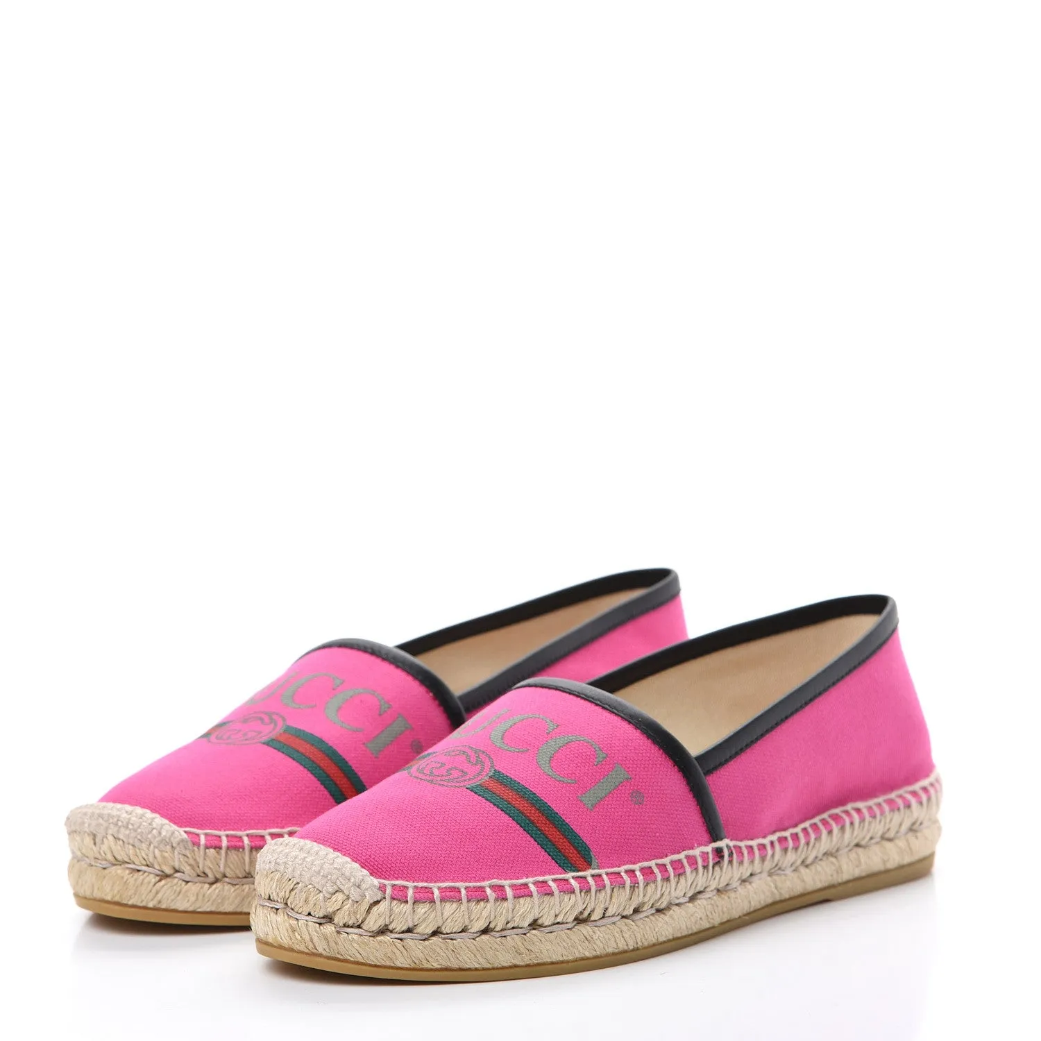 Gucci Printed Canvas Espadrille Flats in Fuchsia