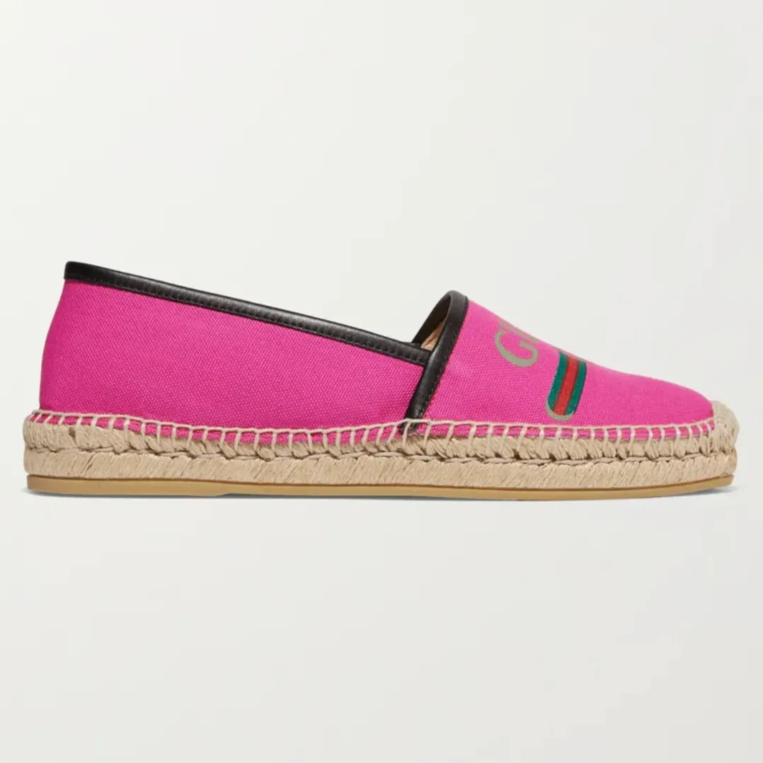 Gucci Printed Canvas Espadrille Flats in Fuchsia