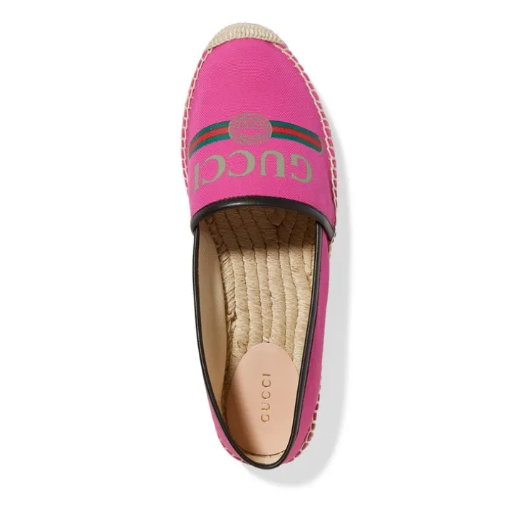 Gucci Printed Canvas Espadrille Flats in Fuchsia