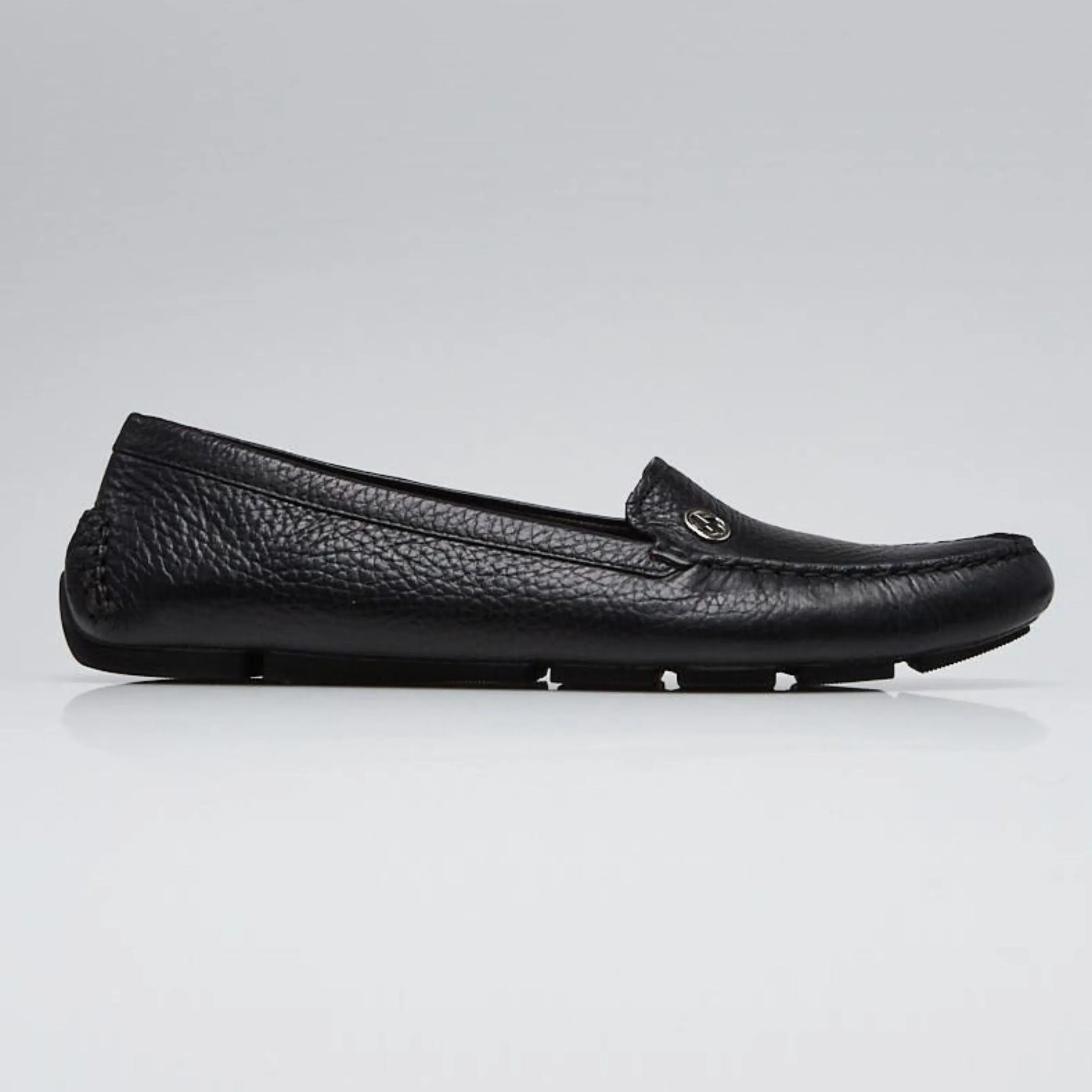 GUCCI Women's Black Qardaha Moc Moc Toe Leather Loafer Moccasin Flats Size 39