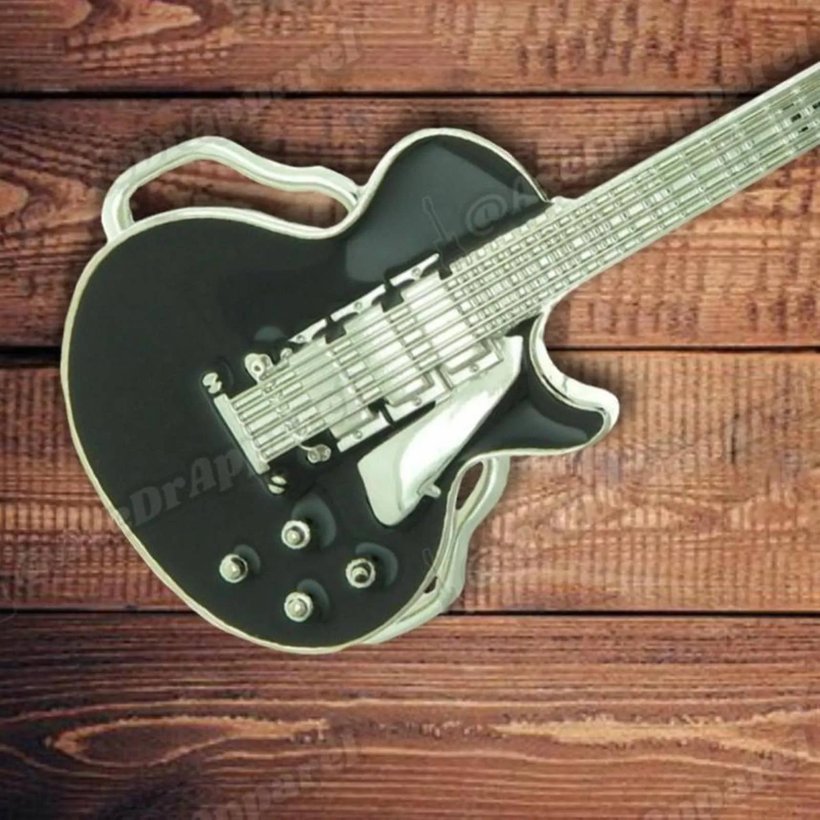 Guitar Belt Buckle Black Enamel / Les Paul Guitar Belt Buckle